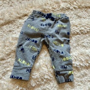 Cat & Jack - Baby Grey Pants with global phrases - 0-3 month